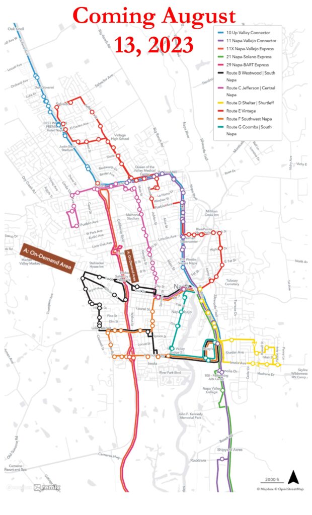 Map of new Vine Transit routes