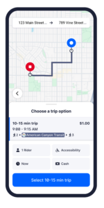 Screenshot of the new Ride the Vine app.